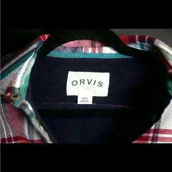 ORVIS Women's Plaid Jacket Blue Red White Green Collared Full Snap Coat Size S - Picture 3 of 3